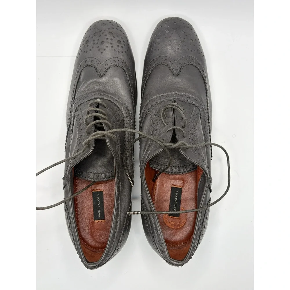 Marc Jacobs Collection Oxford Shoes Women 38 Gray Leather Brogue Wingtip Italy
